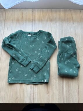Carter's Green Waffle Knit Two-Piece Pajama Set with Tree Print